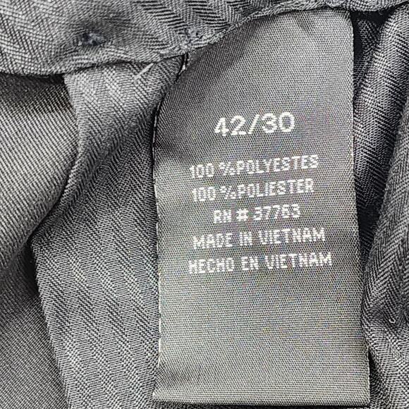 NEW Perry Ellis Portfolio Pants Mens 42/30 Black Sueded Microfiber Flat Front - Picture 7 of 14